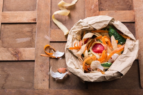 collection of organic waste in a bag