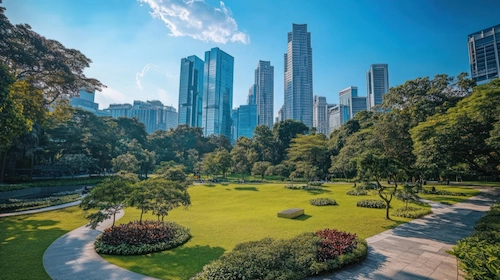 Area hijau seperti hutan di tengah kota